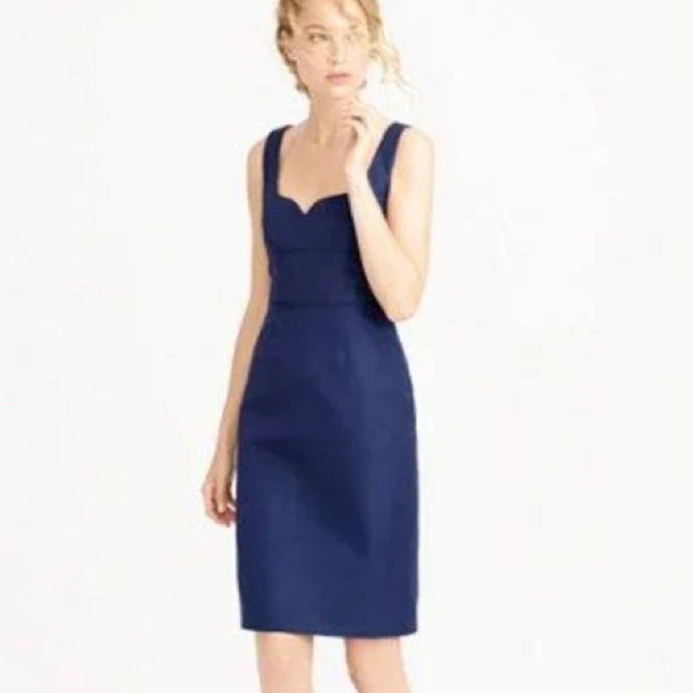 J.Crew Shift Dress Size 2 Haven Blue Sweetheart Neckline